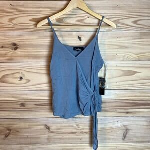 New Lulus Top Women Medium Wrap Adjustable Tank Blue 9495L Classic